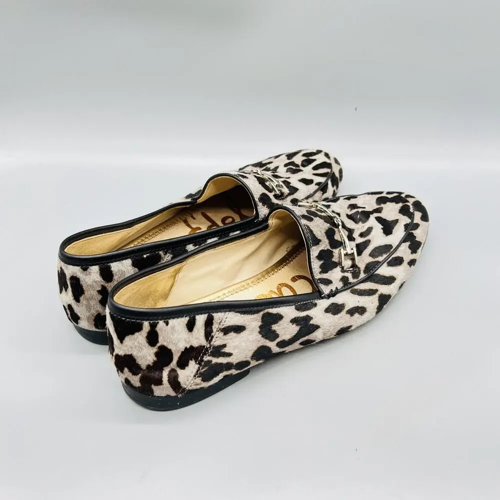 Sam Edelman Shoes Women 10 Gray Leopard Calf Hair Loraine Loafer Flats Slip On
